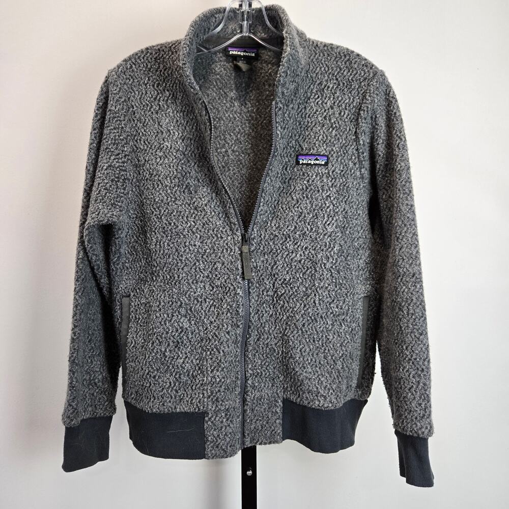 Patagonia Woolyester Fleece Bomber Jacket‎ Forge Gray Full Zip Womens Small